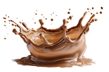 Chocolate milk splash crown isolated on transparent background