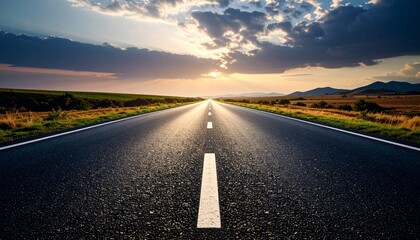 長い直線道路　センターライン　シンメトリー