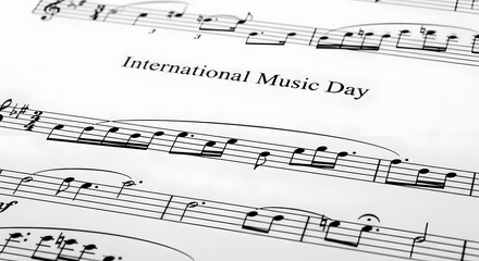 Obraz premium International Music Day celebration with musical notes and sheet music, celebrating the universal language of music
