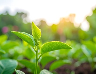 Obraz premium Young plant leaves sunlight