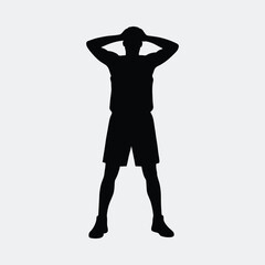 Silhouette basketball player frustrated with hands on head vector illustration