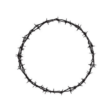 Crown of Thorns Black Silhouette on White Background