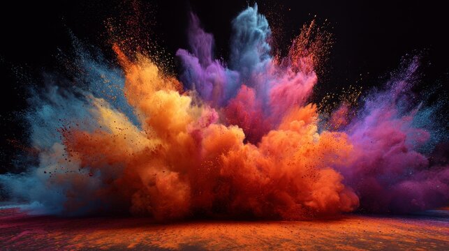 a dynamic burst of vibrant, multicolored confetti in mid air against a dark background