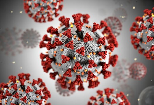 Detailed 3d rendering of the sars cov 2 virus causing covid 19