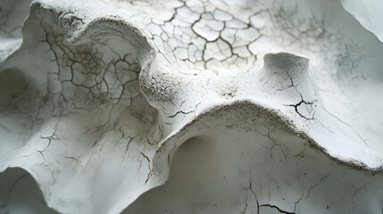 The textured of a weathered, sculptural form evokes a sense of age, fragility, and the beauty found in decay, creating a captivating abstract composition.