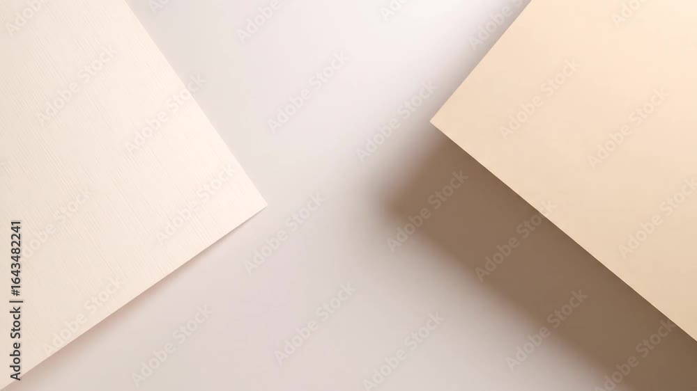 Poster minimalist beige paper sheets angled on light background with soft shadow and neutral tone for mocku