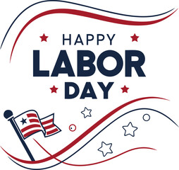 Happy labor day. USA labor day celebration with American flag simple design.