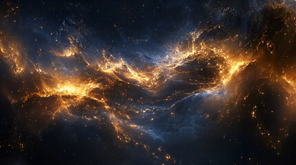 A mesmerizing celestial tapestry unfolds, revealing a breathtaking panorama of radiant nebulae and shimmering stardust, evoking the grandeur and mystery of the cosmos.
