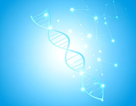 Delicate dna helix against a light blue background.