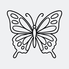 Silhouette butterfly simple black outline isolated vector illustration