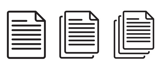 document icons. paper symbol with single and multiple page. symbol collection. document line icon. vector illustration.