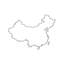 Vector map of China with geographic outline only