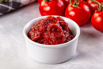 Red organic fresh tomato paste