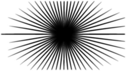 Abstract black and white radial lines pattern with central dark burst