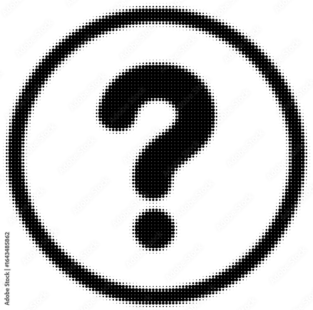 Aufkleber black and white halftone pattern of a question mark in a circle