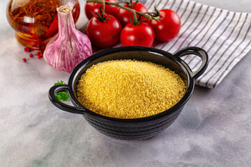 Vegan cuisine - raw dry couscous