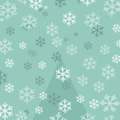 Abstract winter snowflake pattern on a mint green background with a subtle triangle.