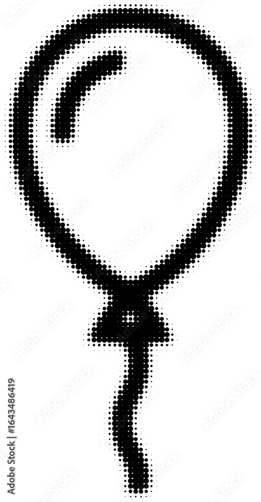 Poster dotted halftone black and white image of a balloon with a string
