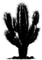 Obraz premium Halftone illustration of a large black cactus with scattered dots pattern