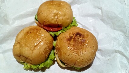 Fresh Homemade Burger with Lettuce and Tomato