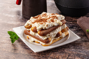 Delicous Tiramisu cake with cream