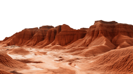  dramatic red rock formation isolated on white background