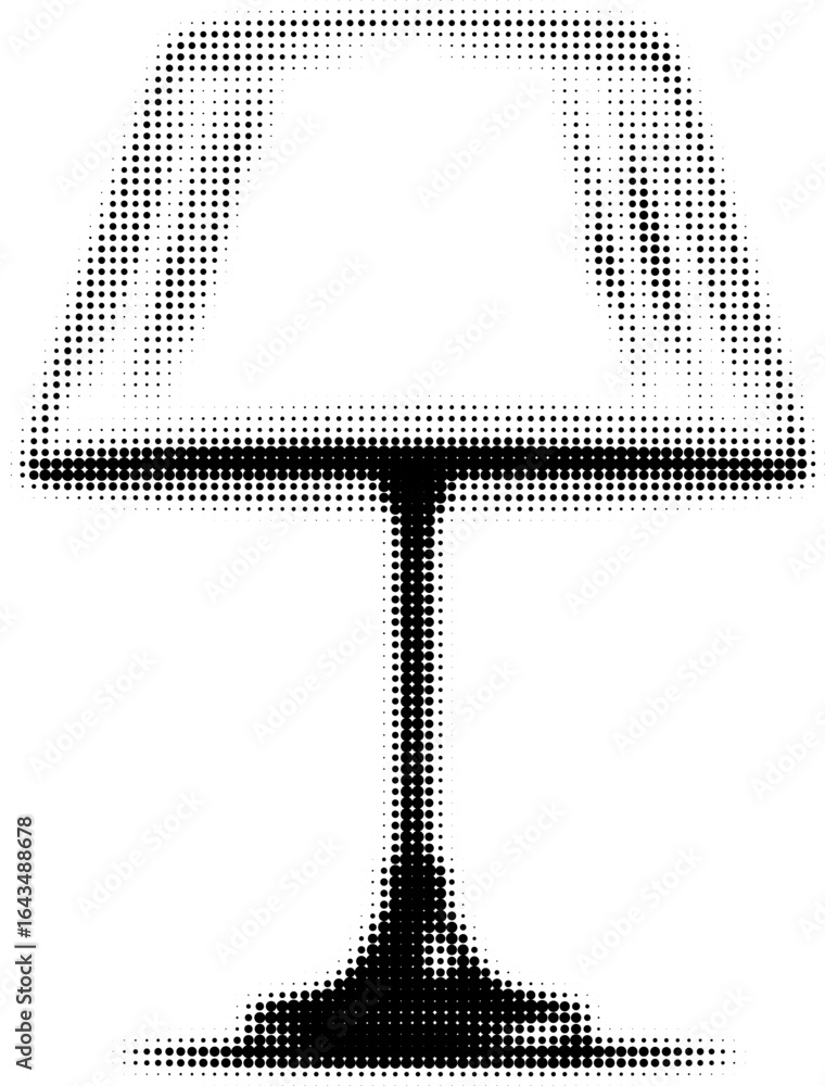Poster halftone image of a table lamp with modern minimalist design concept