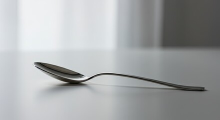 Minimalist stainless steel spoon on table