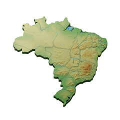 Shaded physical map of Brazil with geographical relief