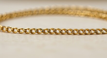 Closeup of gold chain bracelet on light background