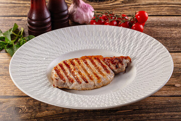 Juicy grilled pork fillet steak