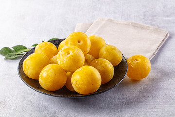 Ripe sweet fresh yellow plum