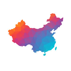 Naklejka premium China polygon map in colorful low poly design
