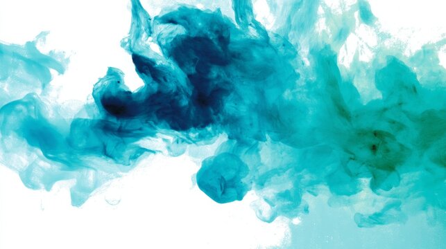 Vibrant abstract fluid art with swirling teal indigo ink patterns on white background, dynamic and artistic texture for creative design and decoration - Powered by Adobe