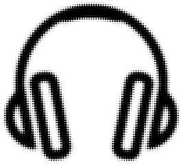 Headphones in monochrome dot art style for a modern digital concept