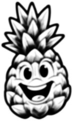 Happy face of a stylized pineapple with halftone pattern drawing