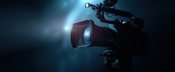 The professional camera capturing cinematic moments in dramatic lighting