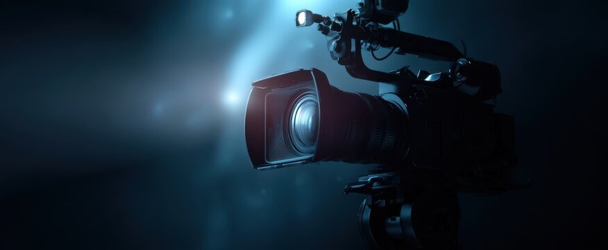 The professional camera capturing cinematic moments in dramatic lighting