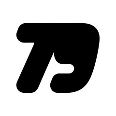 Abstract Black Shape with Smooth Edges on a White Background Design