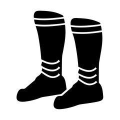 Stylized black vector illustration of a pair of long whitestriped socks