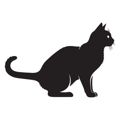 Obraz premium Minimal Cat Silhouette – Black Animal Vector on White. AI generator