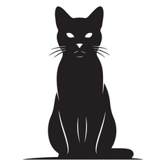 Minimal Cat Silhouette &ndash; Black Animal Vector on White. AI generator