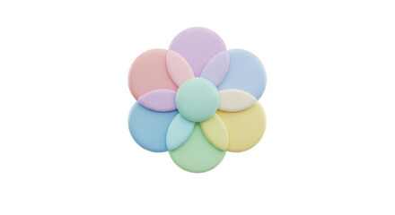 3D pastel flower icon isolated