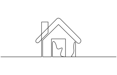 Continuous one line drawing of House icon vector illustration. Editable outline