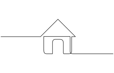 Continuous one line drawing of House icon vector illustration. Editable outline