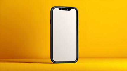 Minimalistic phone mockup with blank screen and drop shadow on bold color background