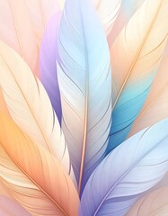 Fototapeta premium Pastel Feathers: A Soft, Detailed Composition of Delicate, Colorful Textures