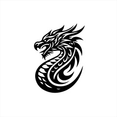 Tribal dragon tattoo design black and white