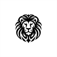 Obraz premium Bold black and white lion head emblem