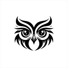 Obraz premium Stylized black and white owl face tribal design